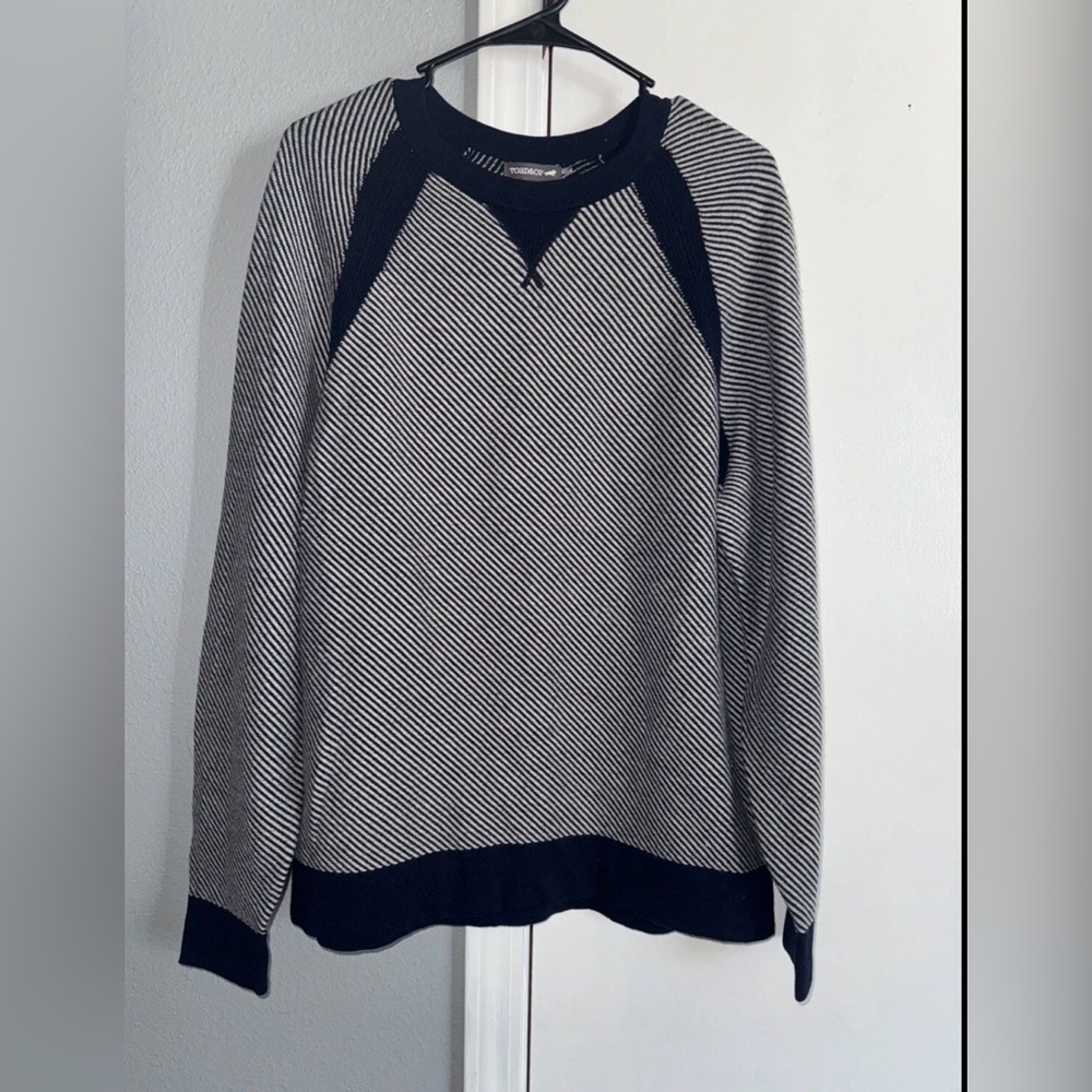 Toad & Co Lambswool Blend Striped Sweater Pullover Crew Neck L Contrast Trim S2